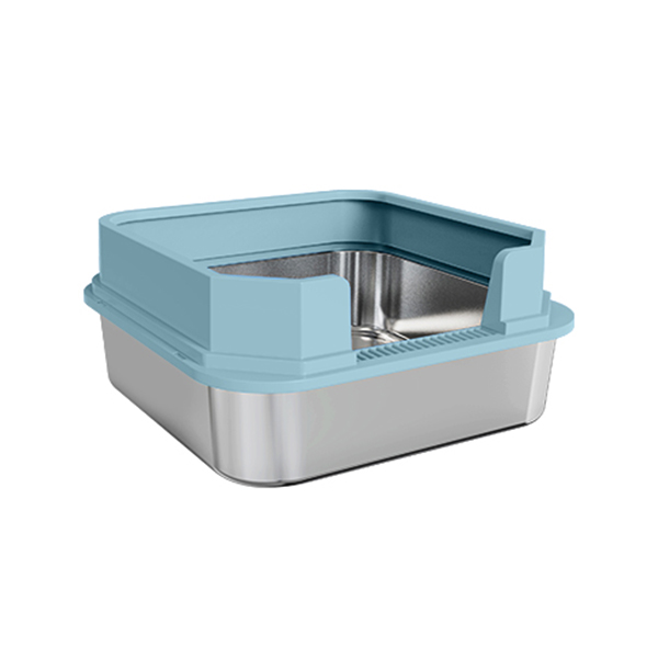 OP9006 Large Square Stainless Steel Cat Litter Box Easy to Clean