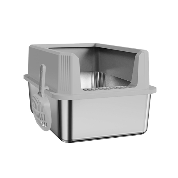 OP9002 High Side Splash-proof Stainless Steel Open Cat Litter Box