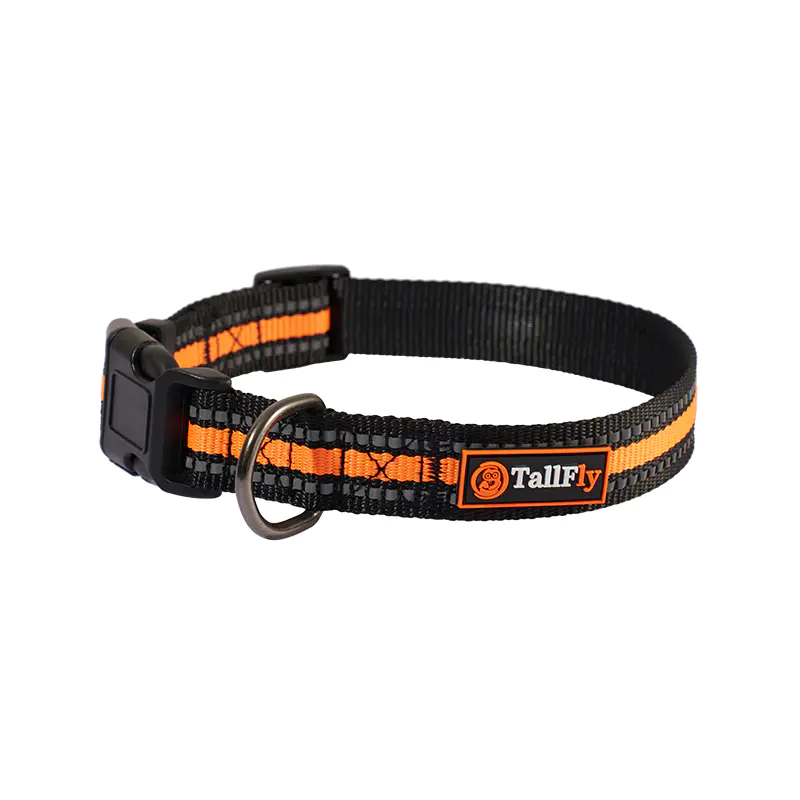 Adjustable Dog Collar with Orange and Black Design - TallFly